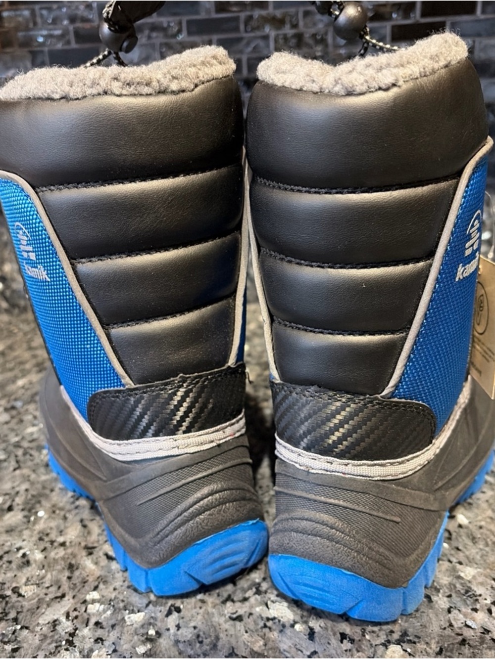 Kamik NWT Kids Size 1 Black Blue Luke 3 Winter Boots Snow Insulated Waterproof - Picture 8 of 8
